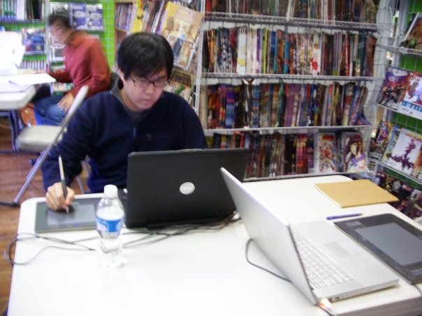 photo of Andy Wong working hard