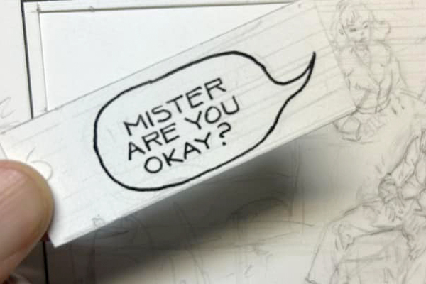 me correcting a comic book page