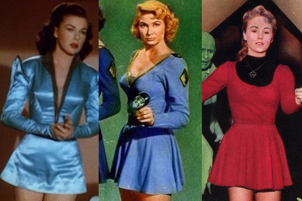 1950s sci-fi movie minidresses from Flight to Mars, Queen from Outer Space, and Beyond the Time Barrier