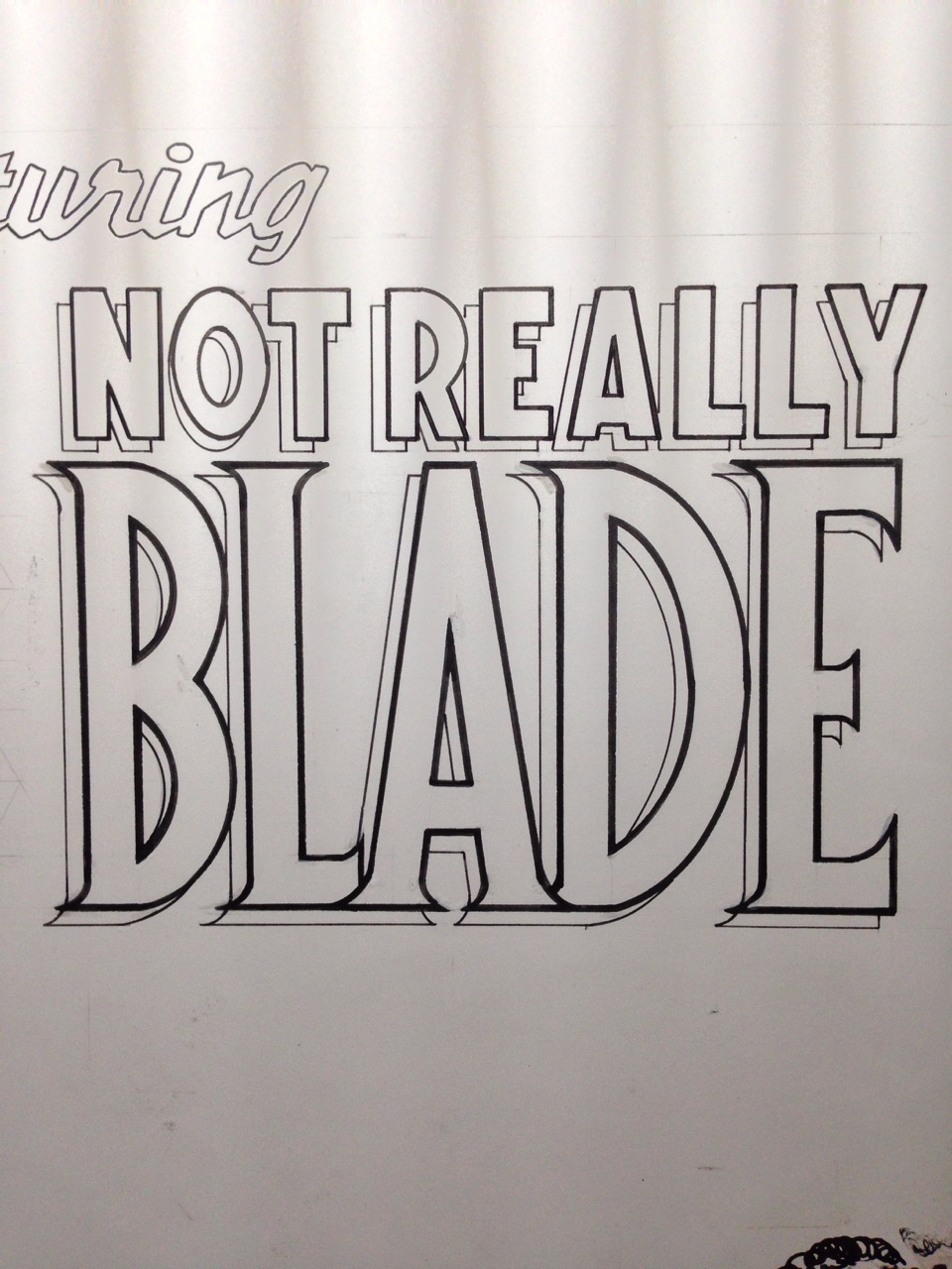in-progress stage of Not Really Blade logo